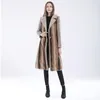 Dames bont faux mink jas dames winter jas mode mode lange mouwen wollen vaste kleur Koreaans slanke vrouw