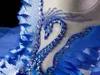 Royal blue 2022 Flower Girl Dresses Sheer Neck Tiers Ball Gown Abiti da sposa per bambina Abiti da cerimonia per la comunione economici Abiti