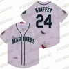 24 Ken Griffey Jr. 1995 75. 3 Alex Rodriguez genähte weiße grüne hochwertige Baseball-Trikots auf Lager