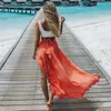 High Waist Boho Ruffle Long Skirt Women Split Maxi Beach Female Chic Vintage Ethnic 2021 Summer Skirts