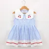 Sommarflicka klänning 2021 Fancy Princess Dresses for Girls Korean Wedding Frilled Button Lace Barnkläder Barnkläder Q0716