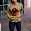 Wiosna Jesień Męska Bluza Moda Casual Z Długim Rękawem V-Neck Topy Męski Swetry Karta Poker Drukuj Koszulki Streetwear 3XL