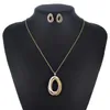 2021 new Jewelry Set For Women Silver & Gold Color Round Design Necklace Stud Earrings Party Jewelry