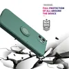 Étuis minces en caoutchouc souple en silicone liquide Support de support d'anneau Béquille Support de voiture magnétique Housse de protection pour appareil photo complet du corps pour iPhone 14 13 12 Mini 11 Pro Max XR XS X 8 7 Plus