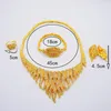 Halskette Ohrringe Set Dubai 24K Gold Farbe für Frauen Luxus Armband Ring Indien afrikanische Hochzeit Frau Geschenke Party