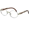 Whole Wood glasses frames 7550178 Round Metal Eyeglasses eyeglass female women silver gold frame C Decoration Eyewear230A