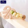 10 PC Drewniane Gryzaki Zwierzęta Beech Ząbkowanie Grasping Zabawki Zwierząt Zwierząt Wisiorek Baby DIY Smoczek Łańcuch dla dzieci Towary 211106