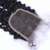 Brazilian Afro Kinky Curly Human Hair Weaves Extensions 4 Bundles with Closure Free Middle 3 Part Double Weft Dyeable Bleachable 100g/pc DHL