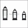 Décor Home GardenLuxury Black Candle Holder Garden Свадебные Украшения Ретро Фонарь Портативный Подсвечник Винтаж Железный Висячие Держатели DRO