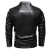 Winter Black Lederen Jas Mannen Bont Bekleed Warm Motorfiets Jas Slanke Straat Mode Zwart Biker Jas Plooited Design Rits 211008