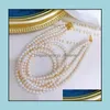 Beaded Necklaces & Pendants Jewelry 7-8Mm White Triple Strands Natural Pearl Necklace 18-20Inch Womens Gift Bridal Drop Delivery 2021 6So1I