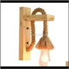 Deco el levert tuin1pcs creatief slaapkamer touw hangende led licht huis vintage trap bed bed e27 muur lamp decor luminaire1 drop deli