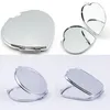 New Silver Pocket Thin Compact Mirror Blank Round Heart-shaped Metal Makeup Mirror DIY Costmetic Mirror Wedding Gift