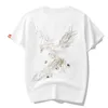 Designer Noir T-shirt Broderie Phoenix Hommes Rue Marque De Mode Coton Demi Manches Courtes T-shirt Pour Homme Top Tee M-4XL 210527