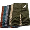 Men Cargo Shorts Summer Cotton Knee Length Pants Male Casual Trousers Fashion Clothing Plus Size 210713