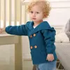 Baby Junge Stricken Strickjacke Winter Warme geborene Säuglingspullover Mode Langarm Mit Kapuze Mantel Jacke Kinder Kleidung Outfits 210417
