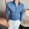 Chemises habillées pour hommes livraison directe hommes chemise d'affaires Slim Fit Style bureau formel Non-fer élastique haute qualité à manches longues vêtements pour hommes