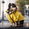 Capa de chuva para cães azul marinho com camada dupla e zíper para roupas de chuva para cães com capuz para cães de pequeno a grande porte, resistente à água, roupas para animais de estimação, incluindo bolsos XXXXL A180