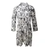 Casual jurken ruches losse v-hals jurk vrouwen zomer lange mouw bloemen print vrouw 2021 mode wit strand