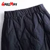 Warm Skirt For Winter Midi High Waist Long Women Straight Casual Thick Cotton Padded Black Plus Size Vintage 210428