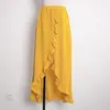 High Waist Boho Ruffle Long Skirt Women Split Maxi Beach Female Chic Vintage Ethnic 2021 Summer Skirts