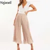 Yojoceli sexy geplooid losse chiffon broek herfst casual brede been vrouwelijke hoge taille coole truse bodem 210609