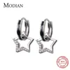 Boucles d'oreilles en forme d'étoile de zircon brillant véritable 100% 925 argent sterling anti-allergie pour femmes OL style bijoux fins 210707