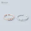 MOBIUS 925 Sterling Silver Infinite Love Slim Pierścionek dla Kobiet Moda Twist Free Size Fine Jewelry Memorial Prezent 210707