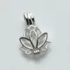 Lotus Flower Blossom Pendant Small Lockets 925 Sterling Silver Gift Love Wishing Pearl Cage 5 Pieces