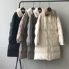 Wintermantel Frauen OL Kordelzug Taille verdicken lange warme Daunen Baumwolle gepolsterte Jacke Hohe Qualität Faux Kaninchenfell Parkas 210421