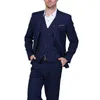 3 pièces formelles hommes costumes pour mariage Slim Fit bleu marine marié smoking avec revers cranté mâle mode veste gilet pantalon X0909