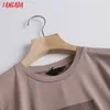 Tangada Summer Women Print Vintage Cotton T Shirt Högkvalitativ Tees Ladies Casual Tee Street Wear Top 6d36 210623