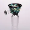 USA Cool Colorful Smoking Thick Glass Herb Tobacco Oil Rigs Wig Wag 14MM 18MM Male Interface Joint Waterpipe Portable Handle Hookah Bong Funnel Bowl DHL Free