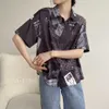 S-XL Harajuku Streetwear Womens Casuais Blusas Top Feminino Feminino Moda Havaiana Impresso Camisas Senhoras Verão Solto Tops 210601