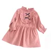 Printemps Automne Vêtements Enfants Robes Pour Filles Arc Fleur Bébé Fête De Mariage Enfants Fille Princesse Robe 210417