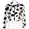 Jocoo Jolee Elegant Cow Print Teddy Coat Jacked Autumn Winter Faux Fur Jacket Vrouw bijgesneden Harajuku jas Fashion Outsars 210619