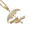 Bling Iced Out Paraply Money Wealer Pendant Cubic Zirconia Neckalce för män Kvinnor Mode Hip Hop Smycken