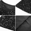 Fashion Women Plus size Spring mid-length sequined apricot black short sleeve long T-shirt skirt Casual sexy t-shirt 757C3 210420