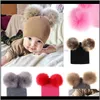 Caps Accessori Baby Maternity Drop Consegna 2021 Bambino a maglia 6 Designs Girls Ins Kinnted Wool Winter Toddler Ragazzi Bambini Breve Pompon Caldo H