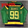 Nikivip Maillot de hockey Mighty Ducks Movie pour jeunes enfants # 33 Greg Goldberg # 96 Charlie Conway # 99 Adam Banks # 66 Gordon Bombay Maillots cousus Blanc