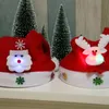 Berets Merry Christmas Adult Kid Led Light Up Cap Santa Claus Snowman Elk Children Hat Xmas Gift 2022 Sale
