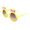 Kids Size Lovely Bow Tie Sunglasses Simple Candy Colors Round Frame With Cute Bowtie Beautiful Girls Decorative Eyeglasses