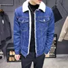 Giacche invernali inverno inverno giacche jean azzurra maschio spesso cappotti di denim calda calda rivestimento in lana di grande lena capri da jeans nero 6xl