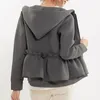 Kawaii ruffle kvinnor zip up tröja hoodie khaki svart höstrock kvinnlig hög midja peplum hooded casual toppar koreanska kvinnor hoodies sw