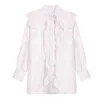 Peter Pan Collar Shirts Solid White Long Sleeve Spring Blusas Mujer Vintage Elegant Loose Chiffon Blouses Women Tops 210415