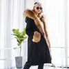 Maomaokong , chaqueta de invierno Real moda, abrigo piel natural, cuello mapache real, largo suelto 211019
