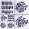 Charms Jewelry Findings & Components Natural Stone Amethyst Hexagonal Healing Reiki Point Pendants For Making Diy Necklace Earrings Drop Del