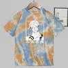 2021 Hot Anime Satoru Gojo Drukuj Moda Okrągły Neck Tie Dye Koszulka Y0809