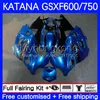 Fairings för Suzuki Katana GSX600F GSXF750 GSXF 600 750 CC GSXF-600 Ljusblå 18NO.28 GSX750F 600CC 750cc 03 04 05 06 07 GSXF600 GSXF-750 2003 2004 2005 2006 2007 KONTROLL