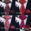 Neck Ties Fashion Aessories Barry.Wang Arrival Mens For Men Red Set Woven Tie Hanky Cufflinks Wedding Party Business1 Drop Delivery 2021 Qud